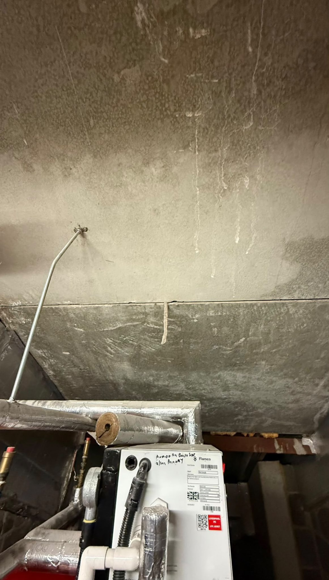 Plant room wall at Anfield after injection waterproofing treatment